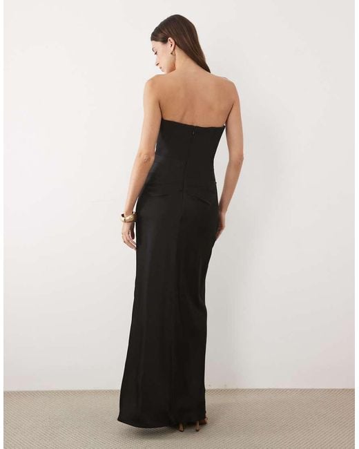 Forever New White Satin Corset Draped Detail Maxi Dress