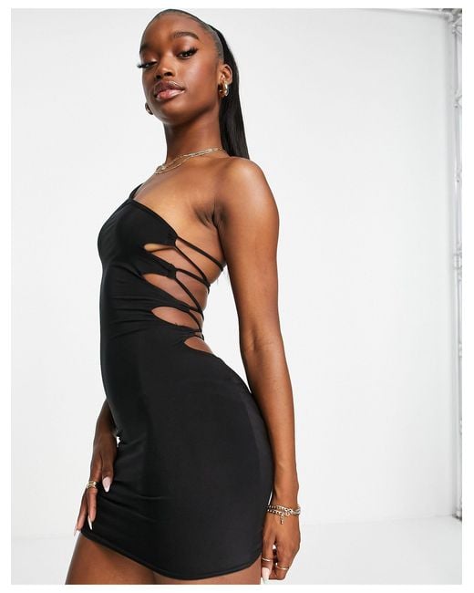 Missy Empire Exclusive One Shoulder Extreme Strappy Back Mini Dress in Black Lyst Canada