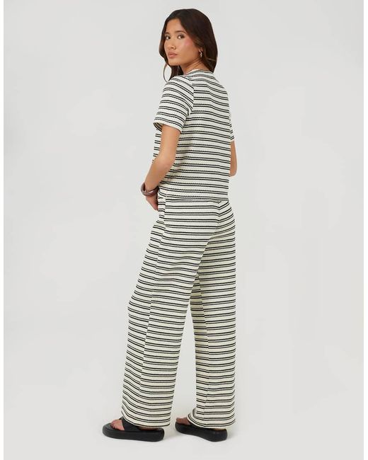 Brave Soul Gray Textured Jersey Stripe Straight Leg Trousers