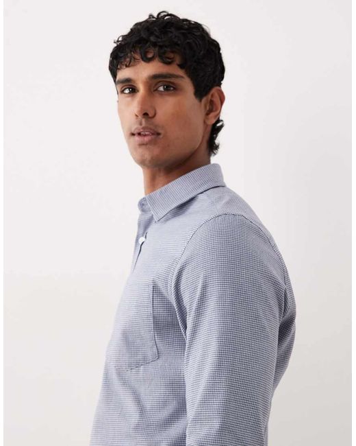 ASOS Blue Easy Iron Slim Check Shirt for men