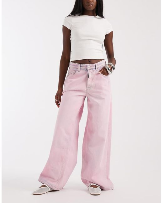 Tommy Hilfiger Pink Charlie Mid Rise Loose Fit Jeans