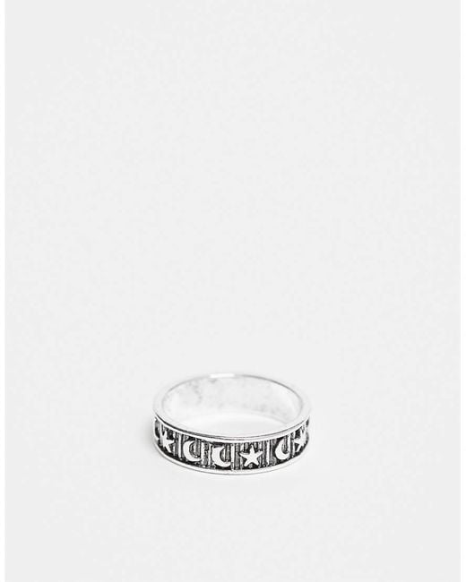 FADED FUTURE White Moon And Star Band Ring for men