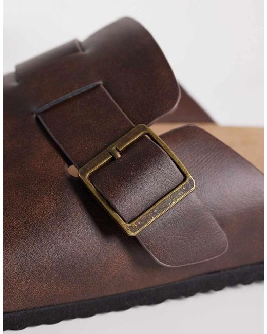 ASOS Brown Mule Sandals With Cork Sole for men