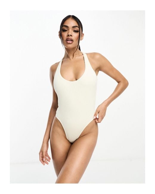 Nike Natural Elevated Essentials Ribbed Crossback Swimsuit