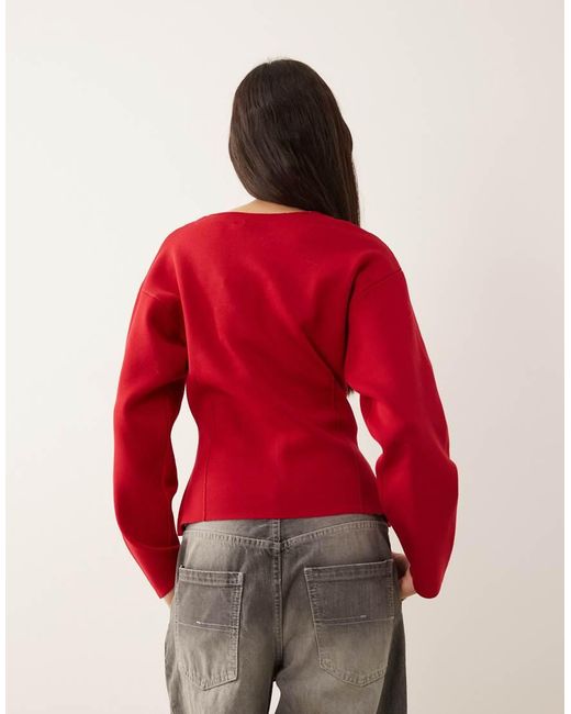 Vila Structured Waist Detail Knitted Cardigan With Hammered Buttons
