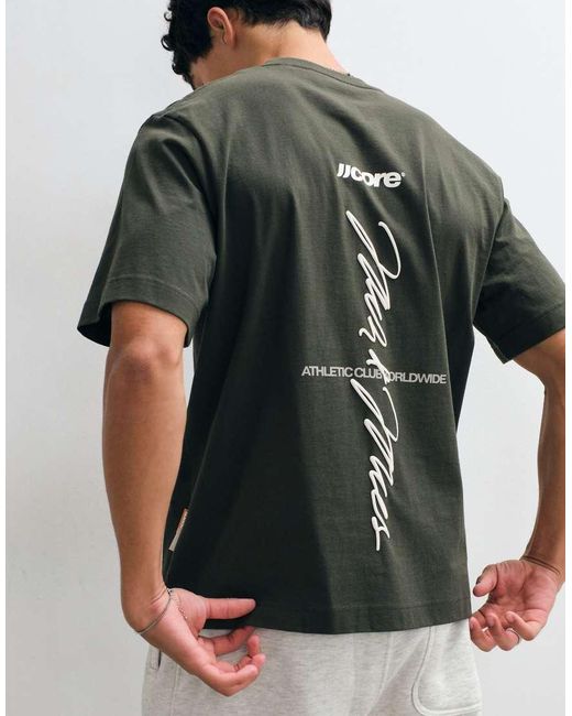 Jack & Jones Green Athletic Club Script Backprint T-shirt for men