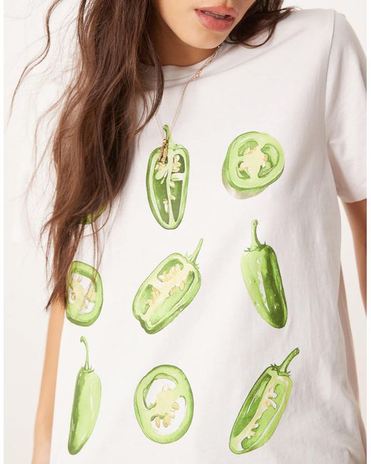 ASOS White Regular Fit T-shirt With Chilli Graphic