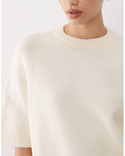 ASOS White Knitted Half Sleeve Raglan Jumper