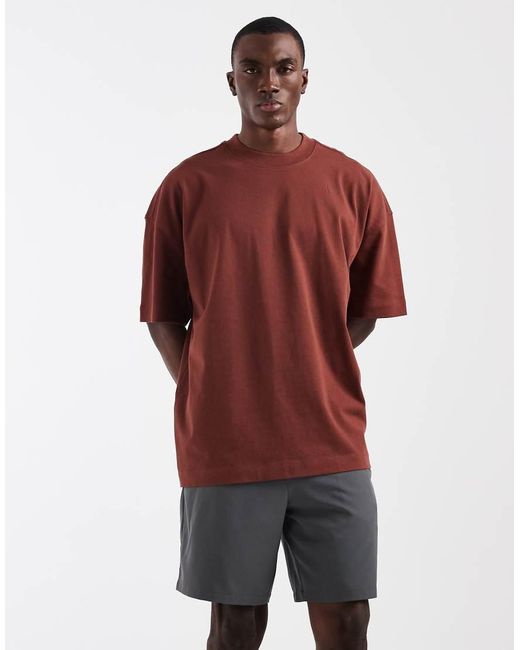 4505 Red Heavyweight Cotton Oversized T-shirt With Back Graphic And Quick Dry Finish for men
