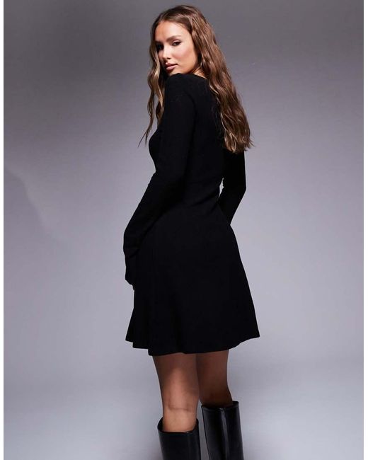 ASOS Black Supersoft Long Sleeve Mini Swing Dress