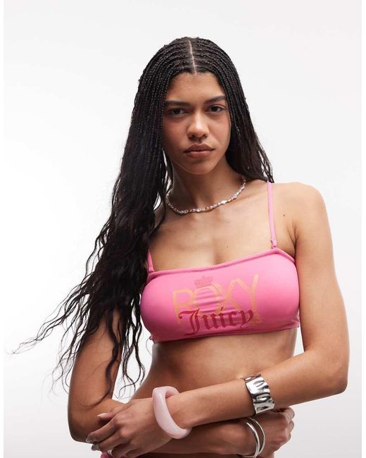 Roxy Pink X Juicy Couture Bandeau Bikini Top