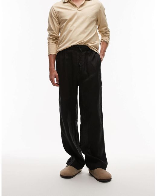 ARKET Black Linen Mix Drawstring Relaxed Pants for men