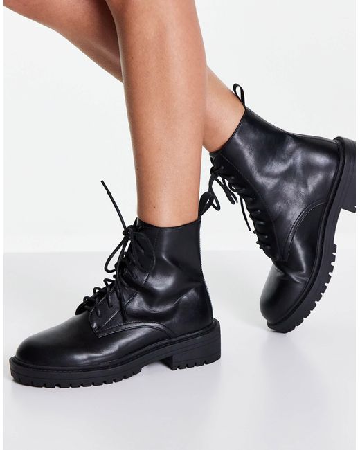 Raid Blue Micah Lace Up Flat Ankle Boots