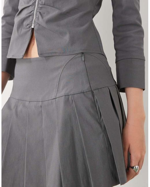 Collusion Gray Tailored Bengaline Mini Kilt Co-ord