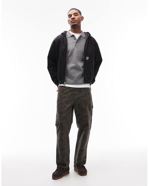 Obey Black Randy Zip Up Hooded Bomber Jacket for men