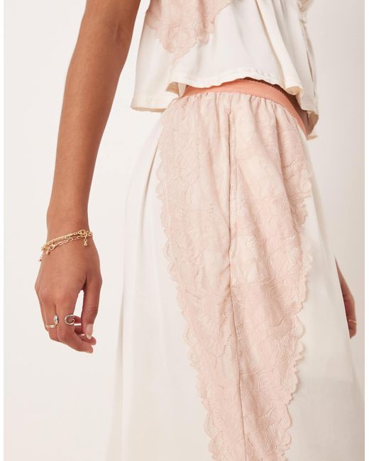 Free People Natural Lace Insert Silky Pyjama Set