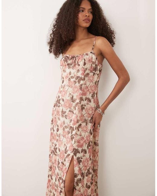 Miss Selfridge Brown Milkmaid Maxi Dress