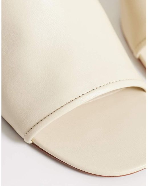 Mango White 100% Leather Low Block Heeled Sandal