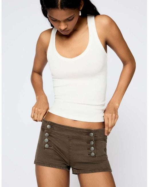 Bershka Gray Mini Button Shorts