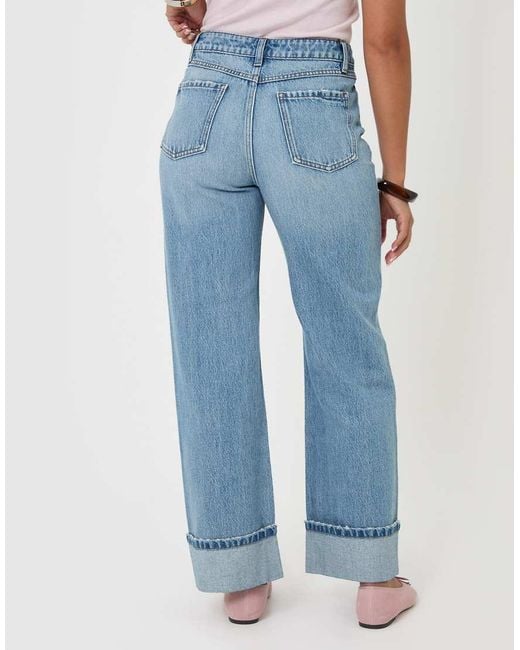 Threadbare Blue Wide Leg Turn Up Jeans