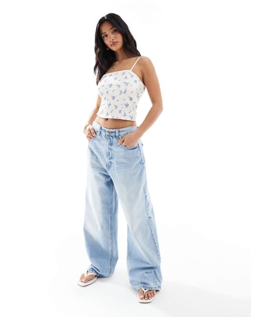 Stradivarius Blue Petite D88 Denim baggy Jean