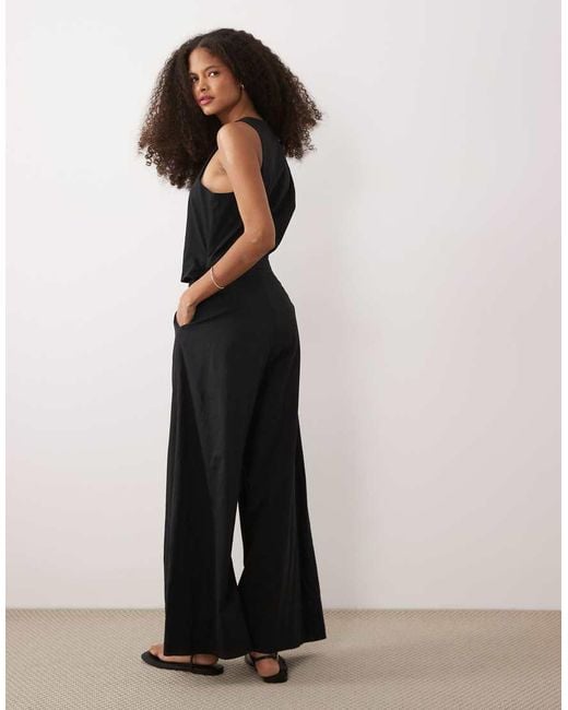 ASOS Black Waistcoat Jumpsuit