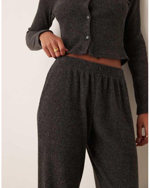 Pantaloni A Fondo Ampio Spazzolati A Coste di Miss Selfridge in Gray