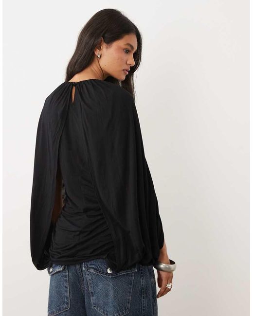 ASOS Black Cape Sleeve Top