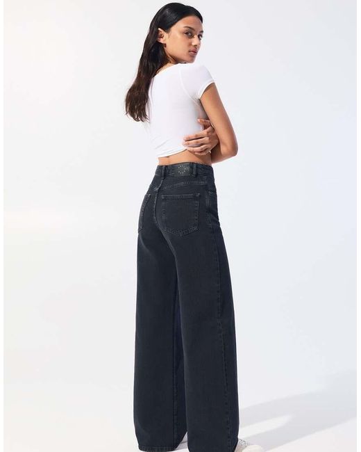 Pull&Bear Jeans Met Hoge Taille En Wijde Pijpen in het Blue
