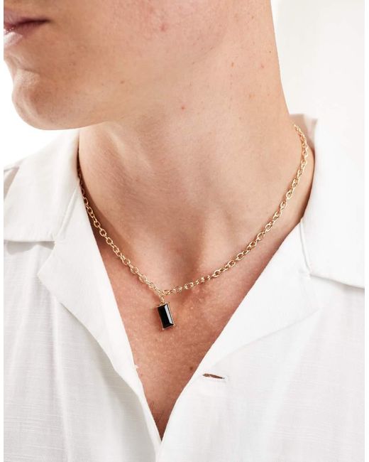 Icon Brand Natural Black Gem Pendant Necklace for men