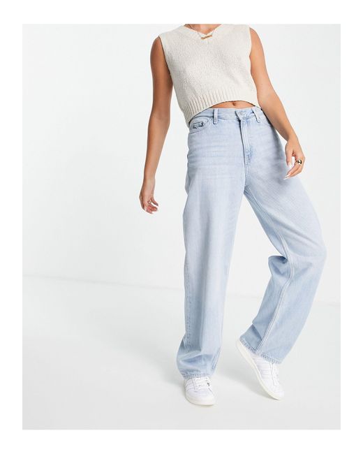 Weekday Rail Organic Cotton Mid Rise Straight Leg Jeans in Blue - Lyst