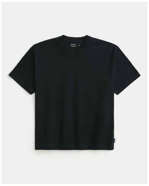 Hollister Black Boxy Heavyweight Crew T-Shirt for men
