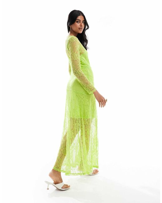 Object Green – langärmliges, transparentes maxikleid