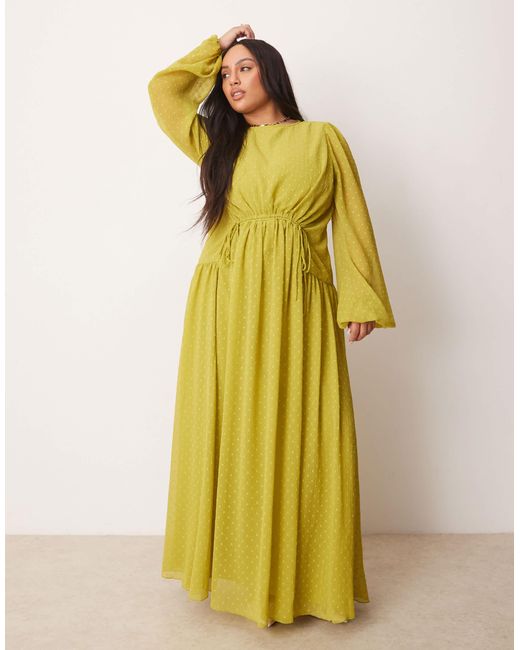 ASOS Yellow Asos design curve – maxikleid aus genopptem stoff
