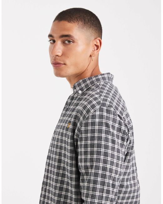 Farah Gray Millers Long Sleeve Check Shirt for men
