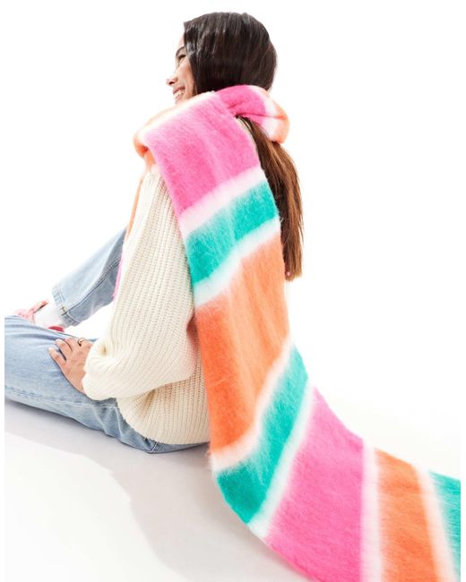 ASOS White Scarf With Colour Stripe Design