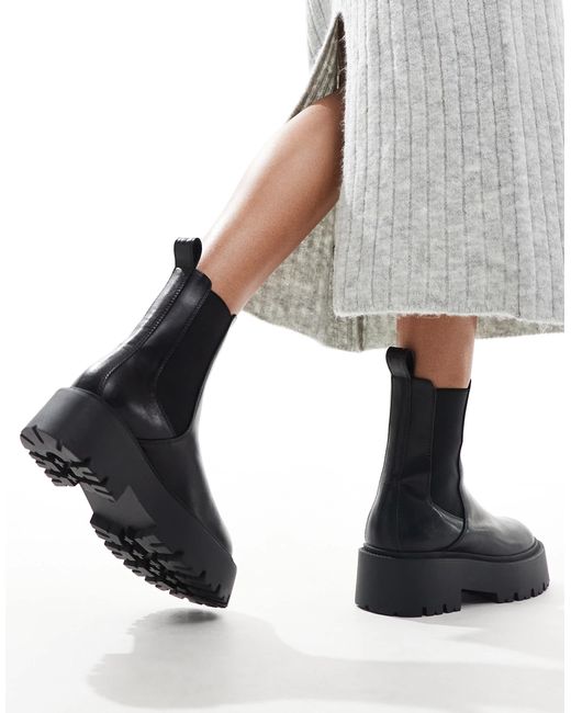 ASOS Black Wide Fit Amy Chunky Chelsea Boots