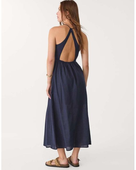 Stradivarius Blue Open Back Midi Dress