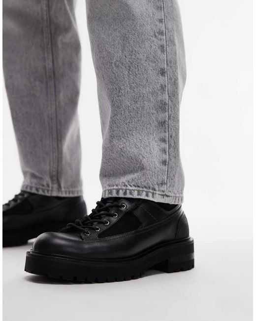 AllSaints Gray Hank Leather Combat Boots for men