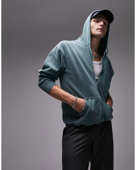 TOPMAN Oversized Full Zip Hoodie in Grey for Men Lyst Australia
