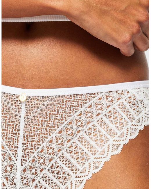 KBX White 3 Pack Lace High Leg Brief