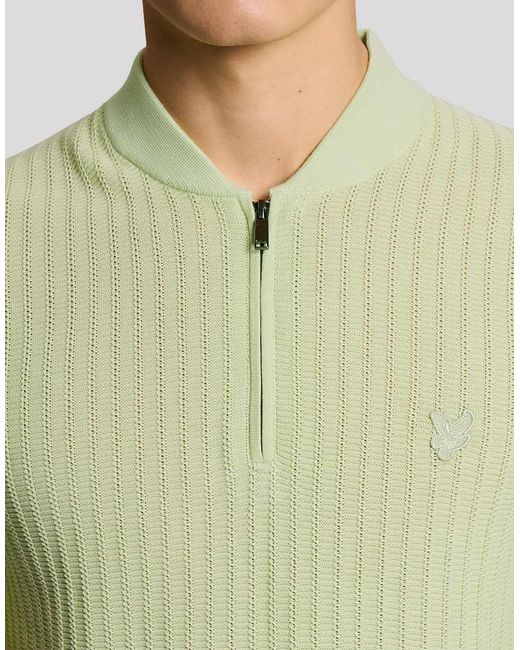 Lyle & Scott Green Mid Knits Superfine Knitted Bomber Polo for men