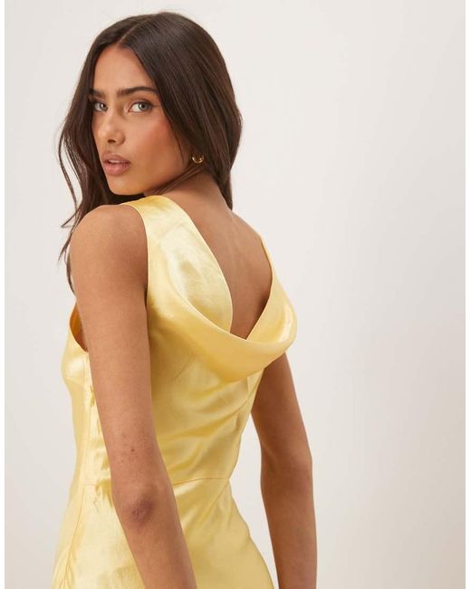 SELECTED Natural Femme Long Satin Strap Dress