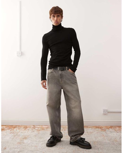 Collusion Black Soft Knitted Roll Neck for men