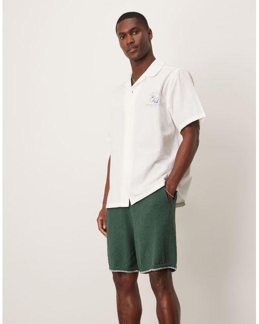 ASOS Green Oversized Knit Shorts With Blanket Stitch for men