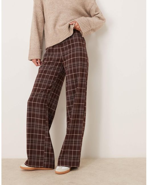Asos design tall - pantalon habillé coupe droite décontractée à carreaux - bordeaux ASOS en coloris Natural