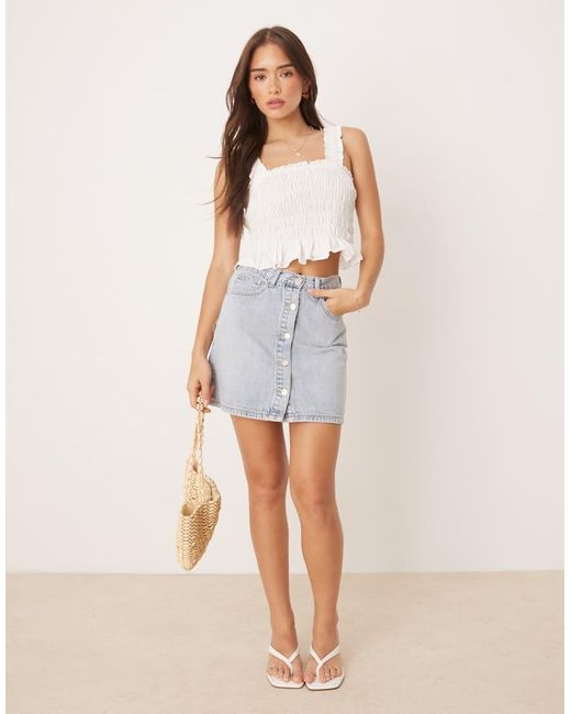 Glamorous Blue Denim Button Mini Skirt