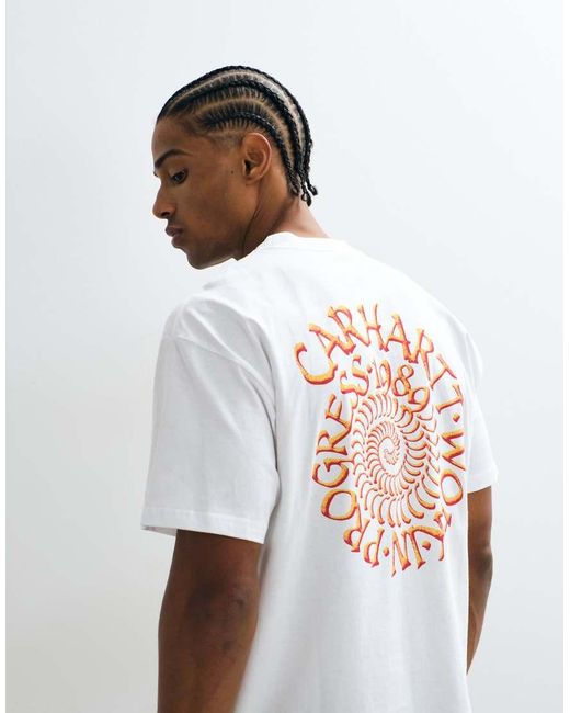 Carhartt White Spirals Back Print T-Shirt for men