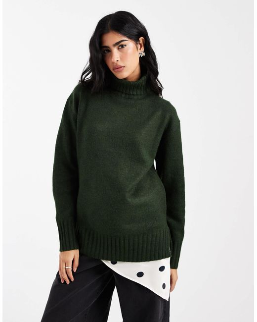 Threadbare Green – rollkragenpullover aus grobstrick