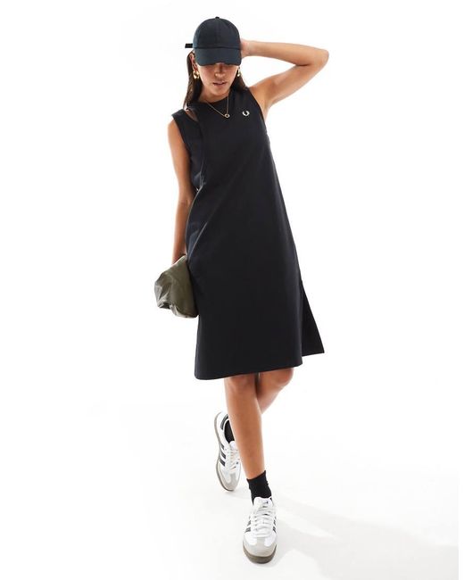 Fred Perry Dubbellaagse Jurk in het Black